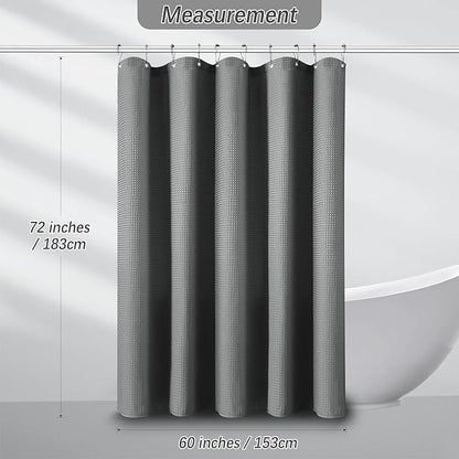 60 inch Stall Shower Curtain Grey - 256GSM Waffle Weave Heavy Duty Thick Fabric Shower Curtains for Bathroom, Hotel Quality Spa Luxury Cloth Bath Curtain Set with 10 Hooks, 60Wx72H Gray