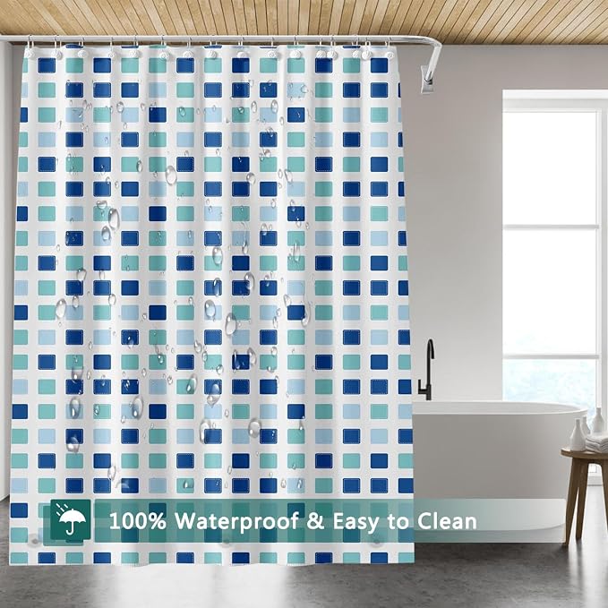Shower Curtain Liner, 100% Waterproof Peva Shower Curtains with 3 Duty Heavy Bottom Magnets and 12 Rust Proof Grommets, 72x72 Weighted Shower Liner for Shower Stall, Bathtubs