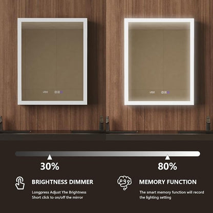 24 in. W Smart Lighted Medicine Cabinet with Mirror for Bathroom, Recessed/Surface Mount Medicine Cabinet with Anti-Fog, 1800W Charging Station, USB Ports, 3 Color Lights, Left Open