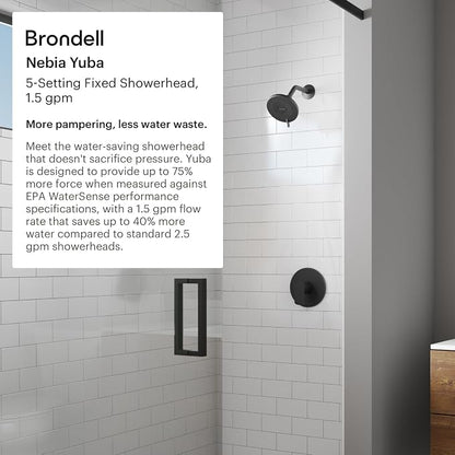Brondell Nebia Yuba Fixed Shower Head, 5- Setting, Precision Nozzle, Brushed Nickel