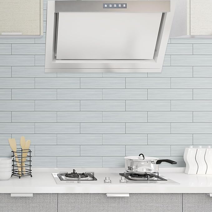 AULIGET 3" x 12" Peel and Stick Backsplash Wall Tiles, PVC Composite Stick on Tiles for Backsplash Kitchen, Bathroom, Laundry Room, Camper, Fireplace (40, Brushed Metal)