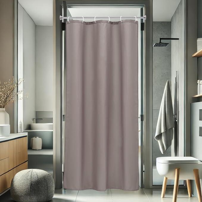 AooHome Stall Size 36x72 Inch Shower Curtain Liner, Half Size Solid Shower Curtain with Hooks, Weighted Hem, Waterproof, Chocolate