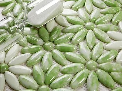 5 Sheets Green Flower Luminescent Mosaic Wall and Floor Tiles for Bathroom and Kitchen 12.2 * 12.6 Inches 1.07 sq.ft