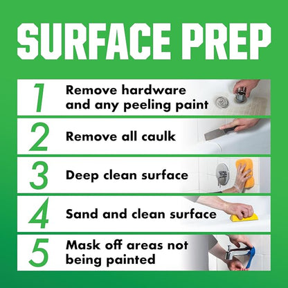 Tub & Tile Touch Up Gloss Coastal Fog Paint Kit | Bathroom Surface Refresh, Ceramic, Porcelain, Fiberglass, Durable Moisture Resistant Finish, Quart