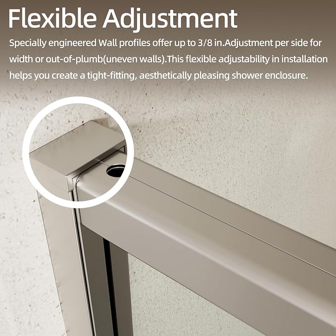 Royal Guard 50-54" W x 71" H Pivot Swing Glass Shower Door,Chrome | Shower Doors with 4-Inch Adjustable Width, 6mm SGCC Tempered Glass, Reversible Installation,Magnetic Closing&Waterproof