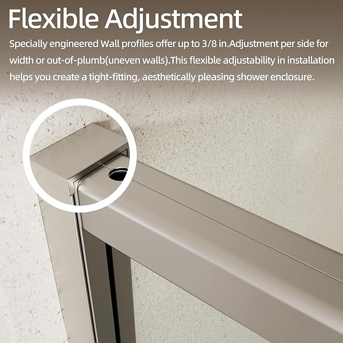 Royal Guard 38-42" W x 71" H Pivot Glass Shower Door,Chrome | Shower Doors with 4-Inch Adjustable Width, 6mm SGCC Tempered Glass, Reversible Installation,Magnetic Closing&Waterproof