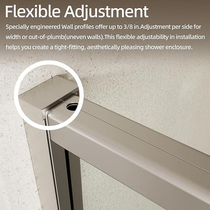 Royal Guard 38-42" W x 71" H Pivot Glass Shower Door,Chrome | Shower Doors with 4-Inch Adjustable Width, 6mm SGCC Tempered Glass, Reversible Installation,Magnetic Closing&Waterproof