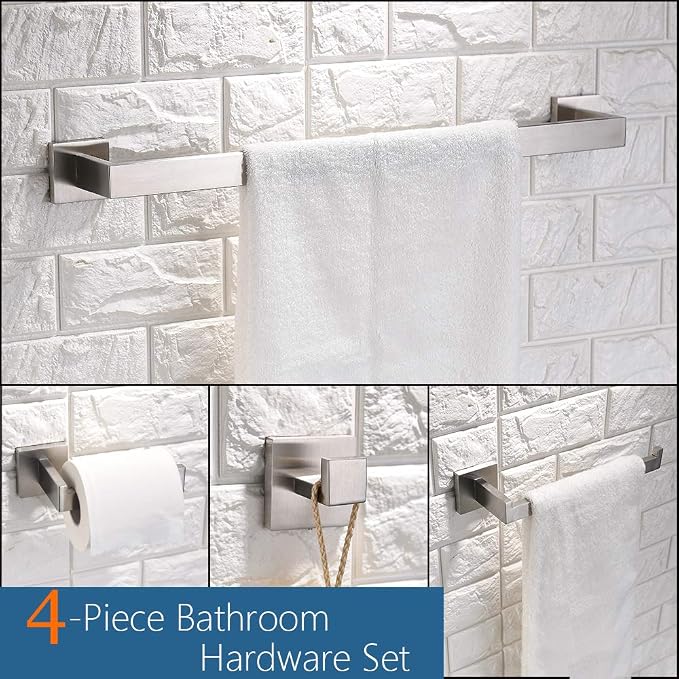TURS 4 Pieces Bathroom Hardware Accessories Set Brushed Towel Holder Set,Wall Mounted,Premium Stainless Steel.Q7BRP4-40CM
