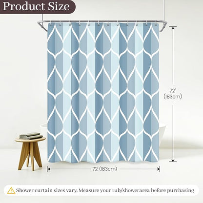 Gelbchu Geometric Shower Curtain for Bathroom, Light Blue, 72x72 Inch | with Hooks, Premium Polyester, Quick Dry, Water Repellent, Machine Washable, Rustproof Grommets, Modern Minimalist