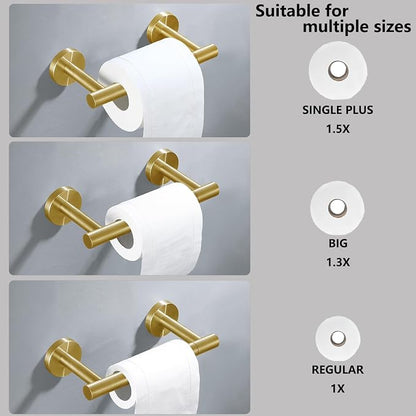 Brushed Gold Flip Toilet Paper Holder, Towel Ring Set 2 Pieces Hand Towel Holder for Bathroom Hardware Accessories Set SUS304 Stainless Steel Sturdy Wall Mount Bathroom Holder