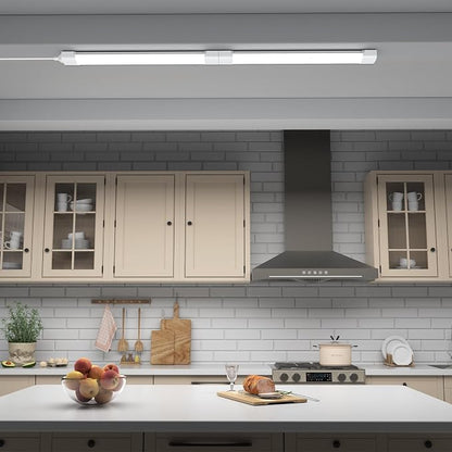 LED Shop Light Fixture, 2FT Linkable 18W Plug in Wall Light, 5000K Closet Light for Workbench Kitchen Basement, Under Cabinet Lighting, LED Tube Light Fixture with Plug, Triproof, White | Closet Light for Workbench Kitchen Basement, Under Cabinet Light...