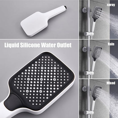 BEITH Thermostatic Shower System, 4 Piano Keys Shower Faucet Set, 31x20cm Square Shower Set, Digital Display, 360° LED Ambient Light, Hydroelectric Power, with Bathtub Faucet, Booster Spray Gun