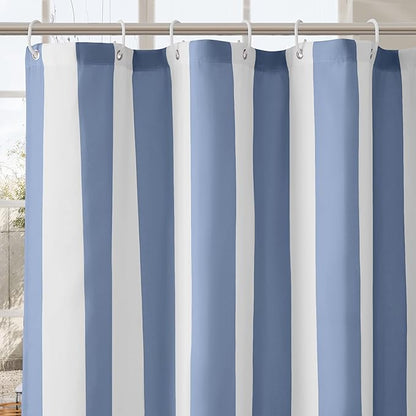 Ohocut Vertical Striped Shower Curtain, Cute Retro Vintage Blue Stripe Bathroom Shower Curtain, Waterproof Polyester Fabric Modern Bath Curtain for Bathroom 72x72 Inches Blue
