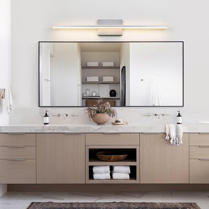 LED Brushed Nickel Vanity Light for Bathroom Lighting Fixtures Over Mirror Modern Bath Vanity Lights Bar 24W 5CCT Diammable Bathroom Lights 31.5 inch