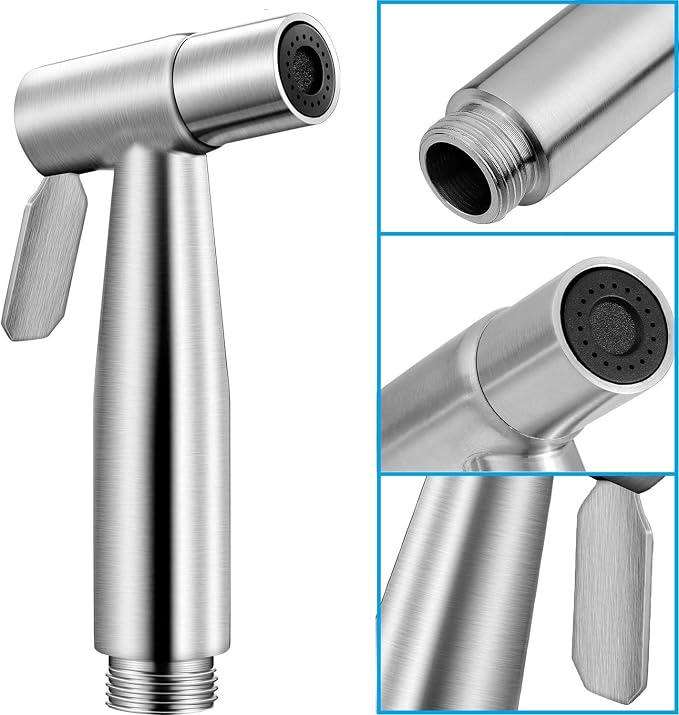 Stainless Steel Toilet Bidet Sprayer Head,Brushed Nickel | for Toilet,personal hygiene cleaning, bathroom cleaning, pet bathing,G1/2 interface.