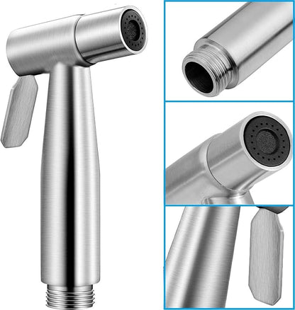 Stainless Steel Toilet Bidet Sprayer Head,Brushed Nickel | for Toilet,personal hygiene cleaning, bathroom cleaning, pet bathing,G1/2 interface.