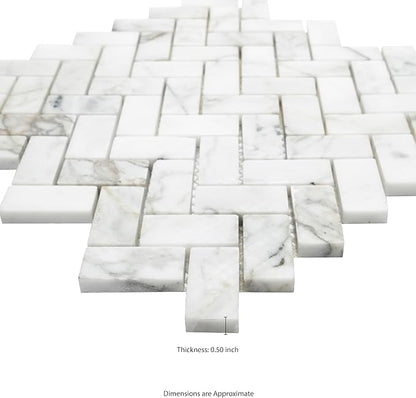 MSI Calacatta Cressa Herringbone Honed Marble Tile for Kitchen Backsplash, Wall Tile for Bathroom, Accent Wall Tile, and Shower Wall Tile, Mesh-Mounted Mosaic Tile, 11.61 x 11.61, White, 10 Piece