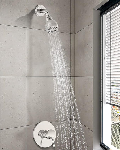 Shower Faucet with Valve, Shower Valve Kit and Head, Single Handle Shower Faucet Set with Rough-In Valve, Shower Trim Kit, Polish Chrome