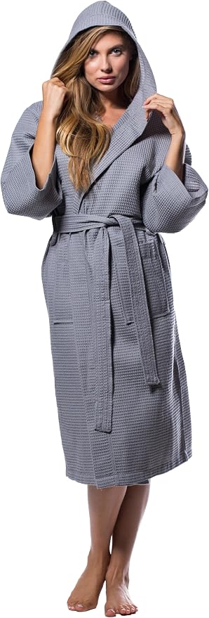 Turquaz Womens Lightweight Waffle Kimono Bathrobe for Men - Soft Quick-Dry Spa & Summer Towel Robe, Cotton Blend