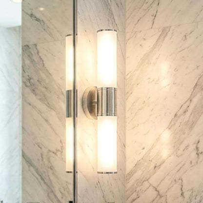 2-Light Bathroom Vanity Lighting Fixture, Brushed Nickel Wall Sconce with Opal White Glass, E26 Stocket Indoor Wall Lamp, Modern Mirror Light