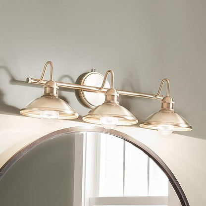 Kichler Clyde 3 Light Bathroom Vanity in a Rich Champagne Bronze Finish, for Bathrooms, (7.25" H x 26.5" W x 8.25" Ext.), 45945CPZ