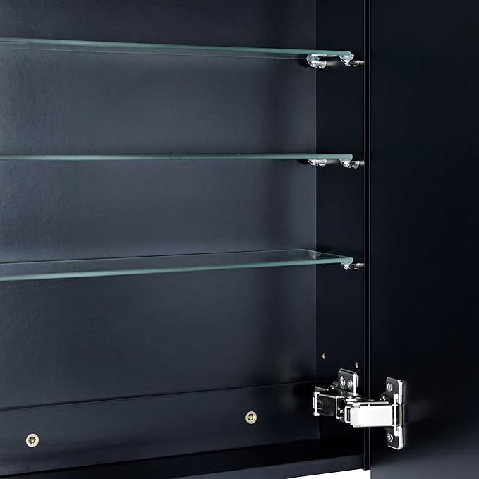 GRACTO 17.5x29'' Black Recessed and Surface Mount Bathroom Medicine Cabinet with Mirror Matt Black Metal Framed Rounded Rectangle Medicine Cabinet