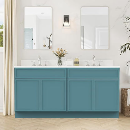 66 Inch Bathroom Vanity Base Only, Double Vanity Cabinet with Soft Closing Door, 2ea 33 inch Cabinet, Without Top,Green