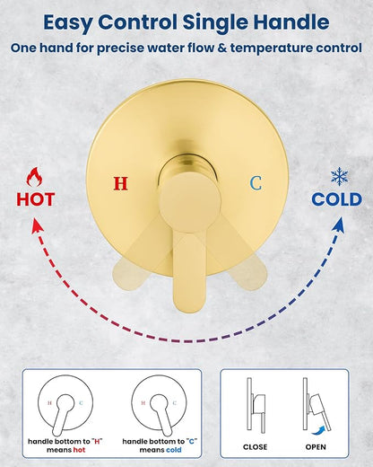 Airuida Shower Faucet Set with Tub Spout,8" Bathtub Faucet-Brushed Gold | Male Threads Rough-In Valve,Round Head Shower System,Tub and Shower Kit Set