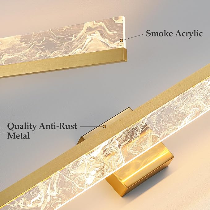 AIJIASI Gold Bathroom Light Fixtures, 32 Inch Modern Vanity Lights for Bathroom 24W Dimmable Vanity Lighting Fixtures Over Mirror LED Vanity Light Bar for Restroom Mirror 3000K