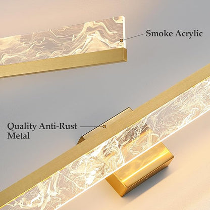 AIJIASI Gold Bathroom Light Fixtures, 32 Inch Modern Vanity Lights for Bathroom 24W Dimmable Vanity Lighting Fixtures Over Mirror LED Vanity Light Bar for Restroom Mirror 3000K