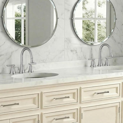 8 Inch Pull Out Sprayer Bathroom Faucet 3 Hole, Widespread 2 Handle Sink Faucet with Pop Up Drain and Supply Lines, Stainless Steel for Vanity, RV, Brushed Nickel