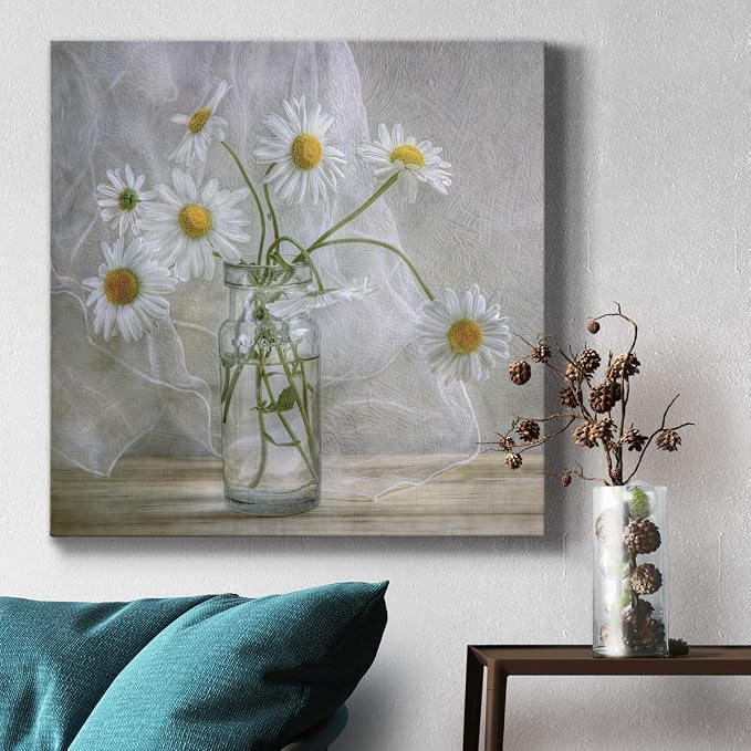 Renditions Gallery Daisies Wall Art, Premium Gallery Wrapped Canvas Decor, Ready to Hang, 40 in H x 40 in W, Made in America Print
