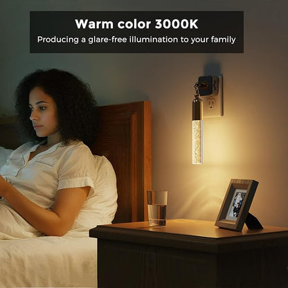 L LOHAS LED Night Lights Plug into Wall 2 Pack 0-100LM Dimmable Night Light | Rotating Night Lights with Light Sensor, 3000K Soft Light, LED Acrylic Bubble Nightlight Plug in for Bathroom Hallway