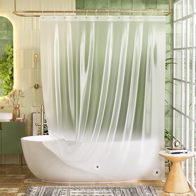 Bathway Shower Curtain Liner, Frosted Shower Curtain Liner 72x78 PEVA Waterproof Shower Curtain Liner Plastic with 3 Magnets and 12 Rustproof Metal Grommets, Lightweight Long Shower Liner for Bathroom
