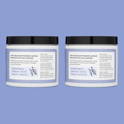 Fresh Wave Lavender Odor Eliminator Gel 2Pk 15 oz - Air Freshener for Home | Lasts 30-60 days. Plant-based odor absorber. No perfumes or harsh chemicals. Bathroom & closet deoderizer. Refills available.