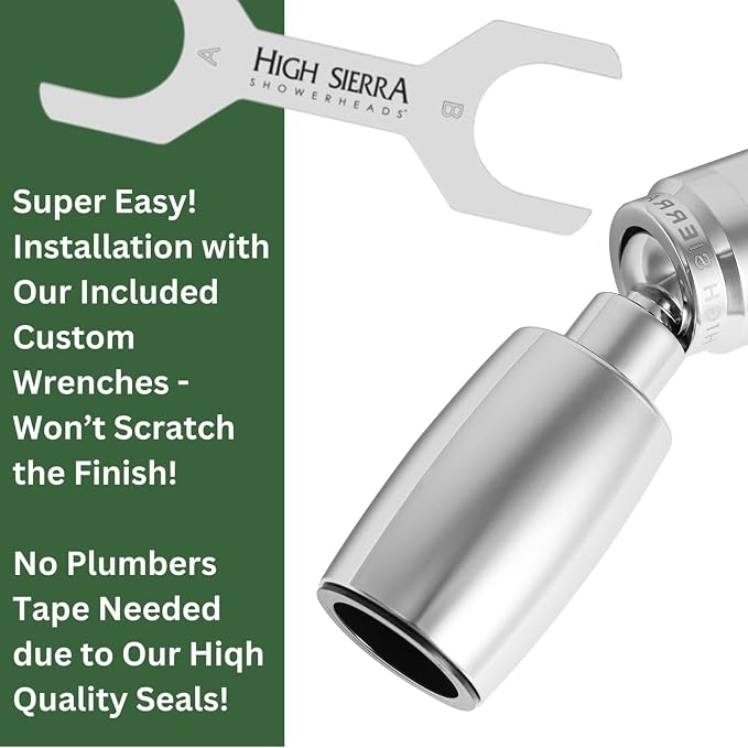 High Sierra® - CLASSIC™ Solid Lead-Free Metal 1.8 GPM Award Winning. Low Flow Shower Head. Patented Nozzle Never Clogs - Matte Black Finish