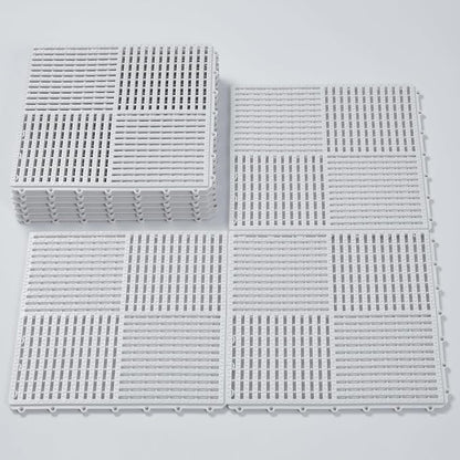 9 Pack Modular Interlocking Tiles Double Non-Slip 12"x12" White | 0.4" Thick with Drain Holes for Pool Deck Shower Garage Basement Boat Pet Area Wet Floors Easy Install