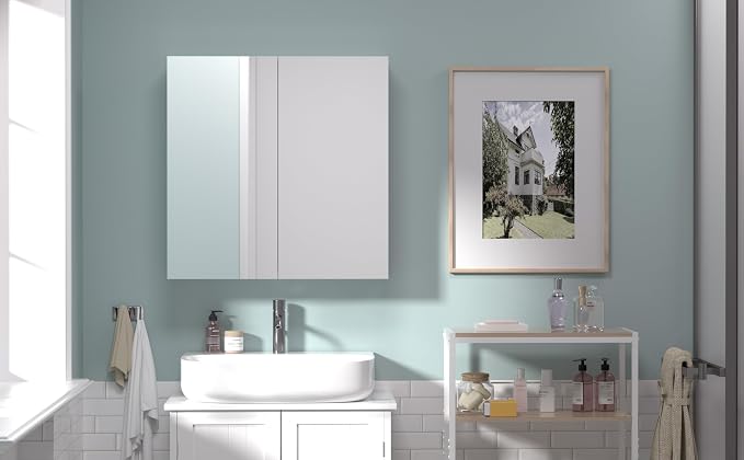 24x32 Bathroom Wall Cabinet, Saver Storage Cabinet, Moisture-Resistant Wood, Medicine Cabinet with 2 Door and Adjustable Shelves，Flat-Pack Design – Assembly Required
