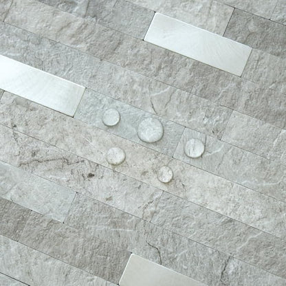 AULIGET 2 Sheets Mountain Rock Peel and Stick Backsplash, PVC Mixed Metal Gold Wall Tile Stick on Backsplash for Kitchen and Bathroom