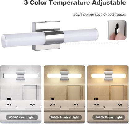 TRLIFE Modern Bathroom Vanity Light, 10W LED, 3 Color Temperature, Dimmable, 18.1inch, Stainless Steel