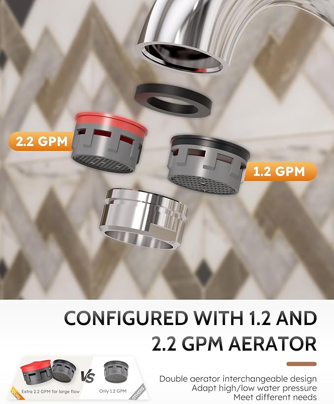 WOWOW Bathroom Faucet 2 Handle 4 Inch Centerset Bathroom Sink Faucet Lead-Free Basin Mixer Tap Lift Rod Drain Stopper, Two-Handle Center-Set Lavatory Faucet Chrome