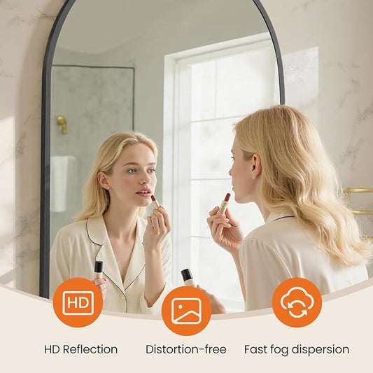 Sweetcrispy 26.5"x38" Arched Black Bathroom Vanity Mirror for Over Sink, Wall Decor Mirror for Entryway, Bedroom, Living Room