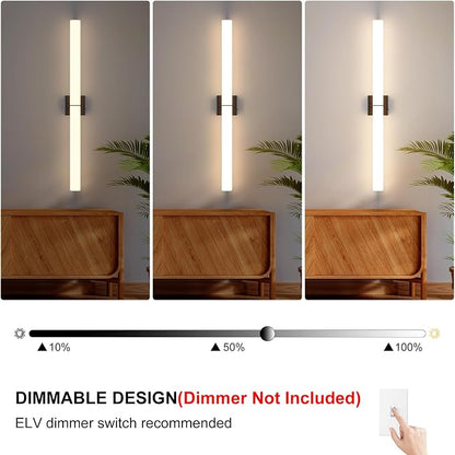 39 Inch 42W Led Bathroom Vanity Light,3000K-6000K Dimmable Vanity Lighting Fixtures with White Acrylic Lampshade,Indoor Hardwired Wall Light Over Mirror for Mirror Restroom(Black,1 Pack)