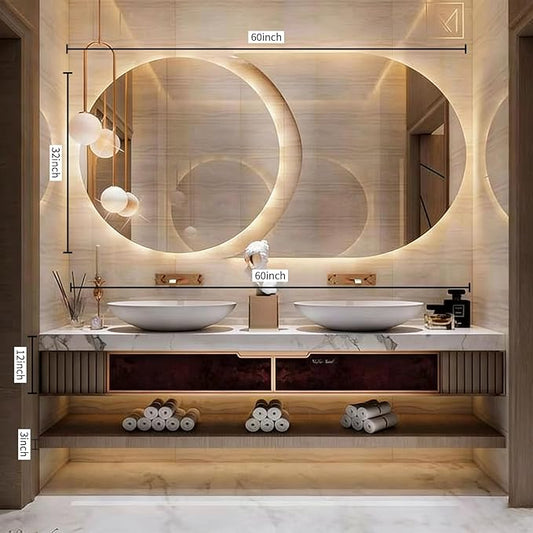 Oneroom Floating Bathroom Vanity Set with Double Sinkbathroom Cabinet with Sink,Giant Mirror-Lighted Vanity Mirror wall Mounted,Bathroom Vanity with Double Sink/wall Mirror for Bathroom