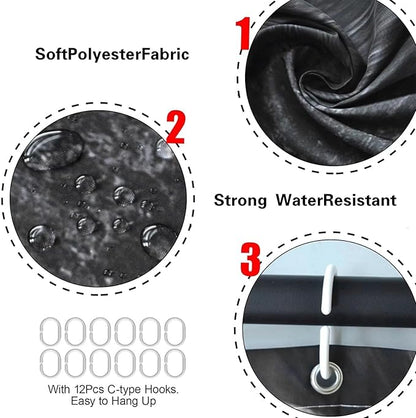 Chrainy 4pcs White Butterfly Shower Cutain Set Bathroom Decor with Rugs | Bath Accessories with Waterproof Curtain, Bath Mat, Toilet Lid Cover, U-Shaped Rug and 12 Hooks for Washroom, 71*71in
