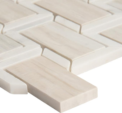 MSI Angora Framework Polished Marble Tile for Kitchen Backsplash, Wall Tile for Bathroom, Accent Wall Tile, and Shower Wall Tile12 in. x 12 in. Mesh-Mounted Mosaic Tile (10 sq. ft. / case)