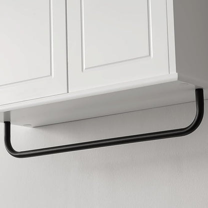 Bathroom Storage Cabinet with Adjustable Wood Shelves, Unique Arched Groove Design On The Door, Wall Mounted with Towels Bar, Over The Toilet Storage Cabinet with DTC Silent Buffering Hinge