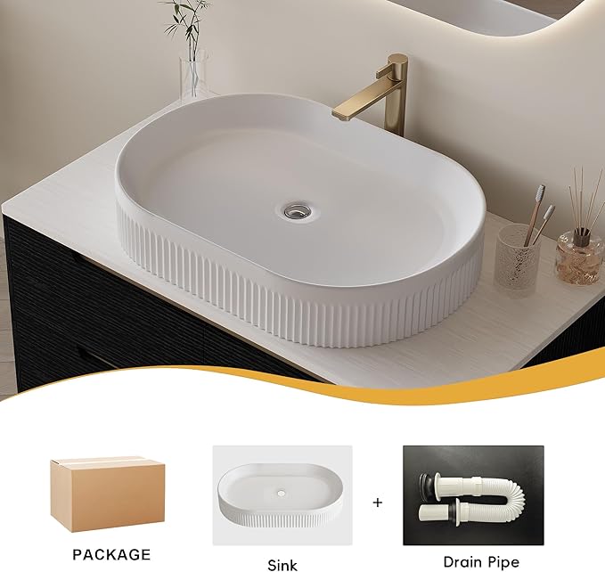 36" Bathroom Vanity with Above Oval Sink Set, Modern Black 2-in-1 Wall Mounted & Freestanding Bathroom Vanity Cabinet with Sintered Stone top&4 Storage Drawers, Bathroom Single Sink Cabinet