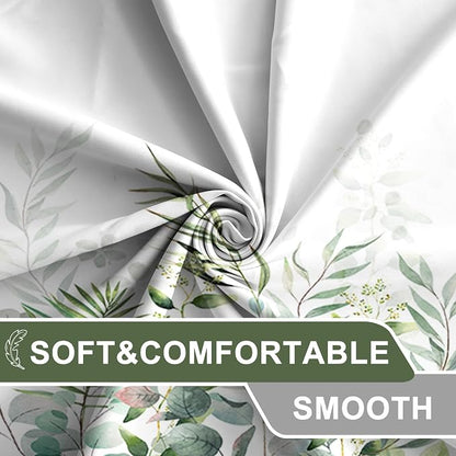 AWERT Shower Curtain Plants for Bathroom,Waterproof Quick-Drying Green Leaves Shower Curtain Set with Hooks 60x72 Inch
