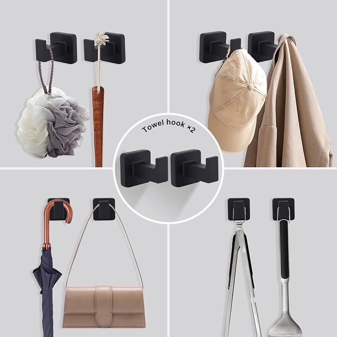 5 Piece Bathroom Hardware Accessories Set Matte Black,24 Inch Towel Bar Set,Towel Rack Set,Bathroom Towel Holder Set